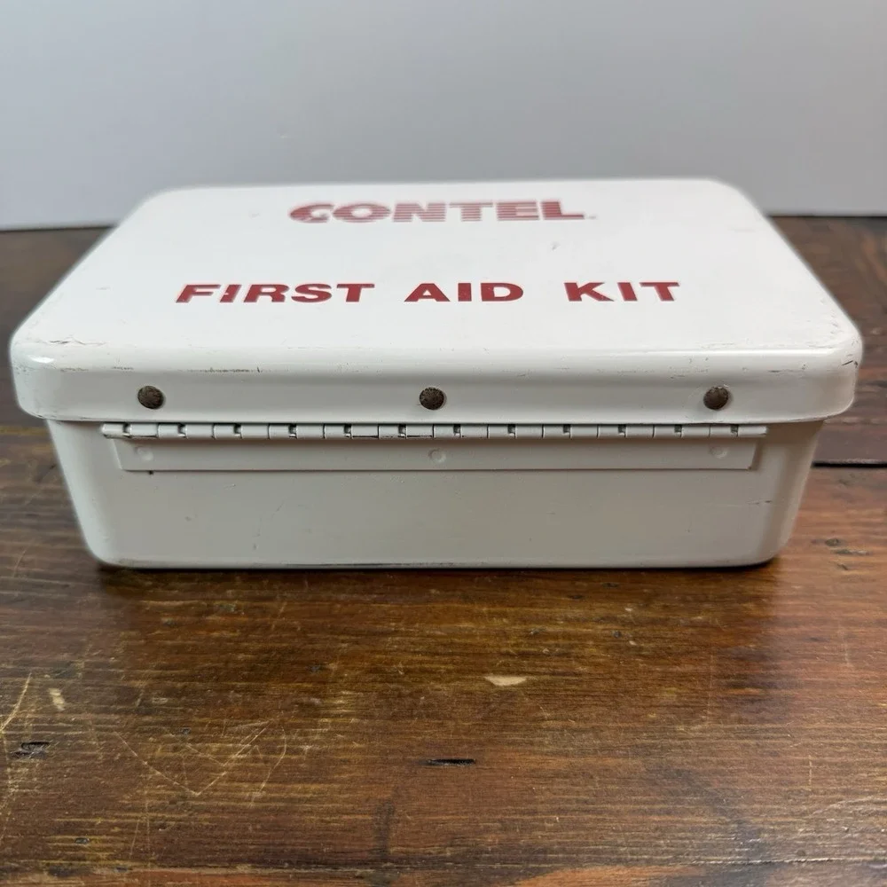 Vintage Contel Continental Telephone First Aid Kit Metal‎ Box American
